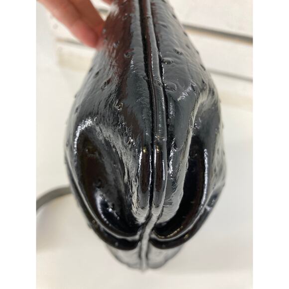 MARC JACOBS SMALL BLACK, GRAY EMBOSSED OSTRICH CROSSBODY BAG - Picture 11 of 12